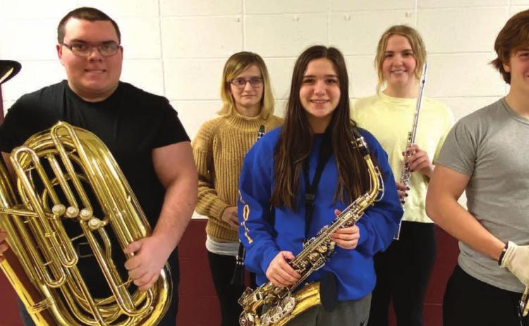 Timber Lake musicians (L-R) Seth Barnica, Kendal Lemburg, Abby Linderman, Code Enright and Caleb Quinn earned Superior ratings for their pre-recorded performances which were submitted to the Region 6 small group music contest.