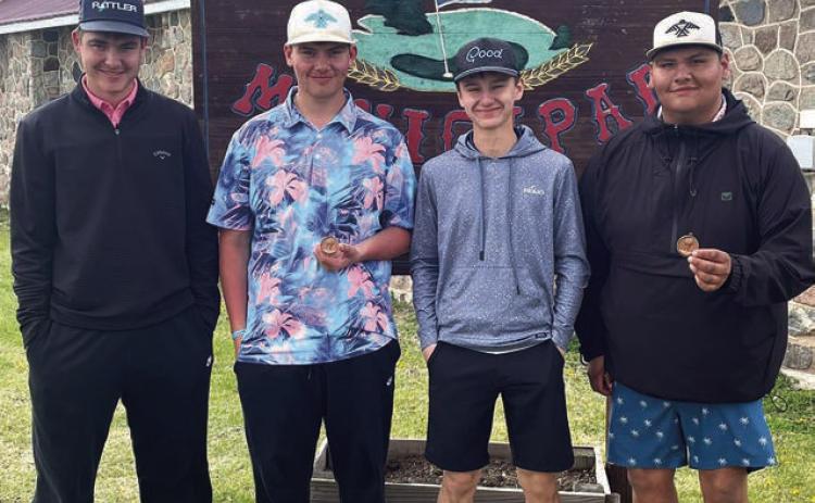 Timber Lake’s boys golf squad consists of (l-r) Kanton Hunt, Hadley Thompson, Kruz Lindskov and Hayden Thompson.