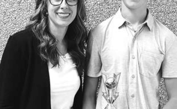 Colette Schaffer (teacher) presented the studio award to Owen Schweitzer.