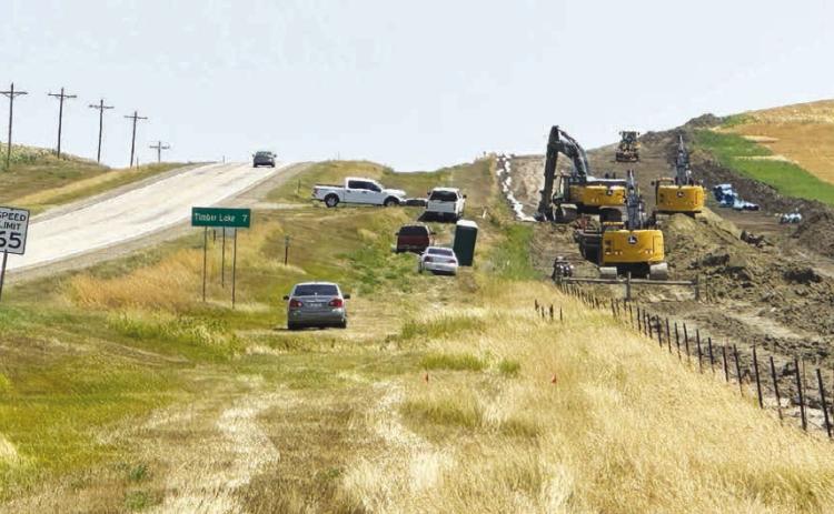 Redpoint Contracting of Phoenix, AZ is moving east toward Timber Lake this week, extending the Mni Waste line which already delivers Missouri River water to most of Dewey and Ziebach counties. The pipeline is 16 inches wide up to the Highway 20 junction and 10 inches wide into Timber Lake.