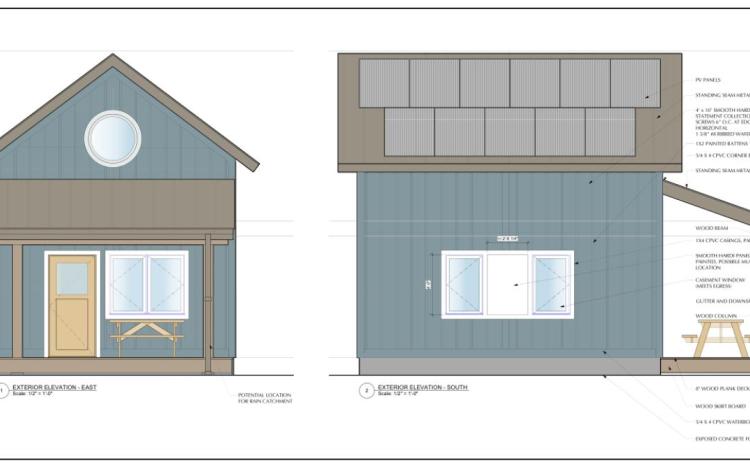 Front and side view of the tiny homes to be built in Dupree