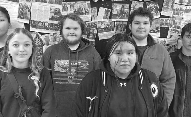 The Dupree Junior High/High School November Students of the Month were selected by the instructors at Dupree School and were presented with $25 Lakota Thrifty Mart gift cards. (Front) Kyler Hunt and Othelia Black Bear; back. l-r: Hunter Long Mandan, Kylund McGill, Wyatt Lemke, and Kopyn Tibbs.