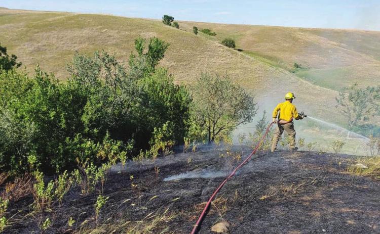 The Timber Lake Fire Department was called out to a large prairie fire northeast of Wakpala on Monday, June 21, where local firefighters assisted departments from Mobridge, Trail City, McLaughlin, Fort Yates and the Bureau of Indian Affairs. About 163 acres burned in the blaze, which was pushed by a mild but steady breeze. No cause for the fire has been determined.