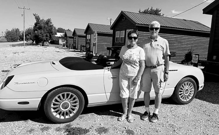 Greg and Jackie Dockter of Bismarck, ND say they could not have had more fun in Deadwood than they had in Timber Lake while waiting for repairs to their 2004 premium model Vintage mint green Thunderbird.
