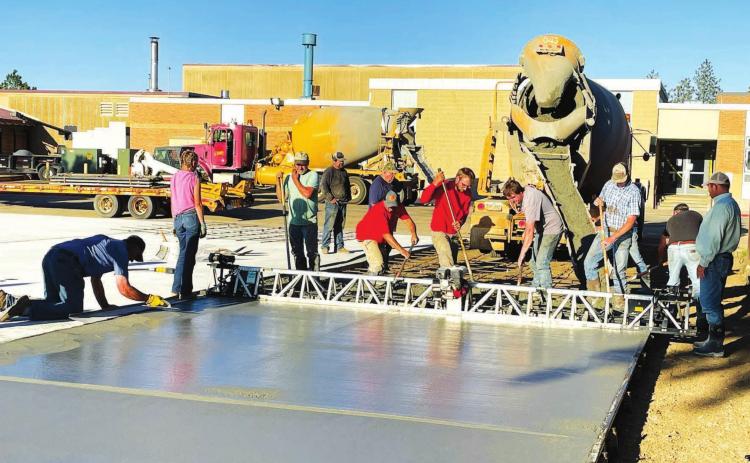 New concrete parking lot