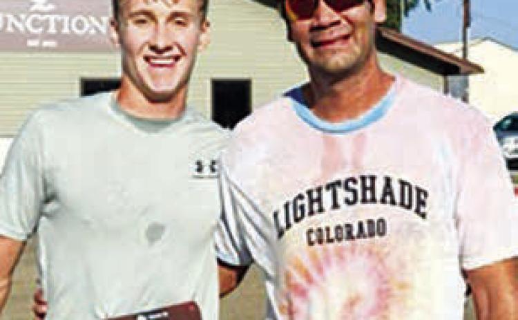 Gracen Hansen, left, and Beau Kingfisher were the top finishers in the Grounded Coffee Rise &amp; Grind 5K held Saturday, Aug. 26. in Timber Lake. Hansen finished 25 seconds ahead of Kingfisher to win the event.