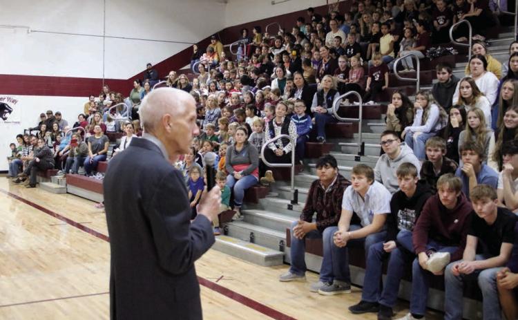 South Dakota Secretary of Education Joe Graves visited the Timber Lake School last week to congratulate the Timber Lake Elementary School on being one of just two schools in the state selected as a National ESEA Distinguished School for attendance and academic excellence. Photos by Jon Flatland