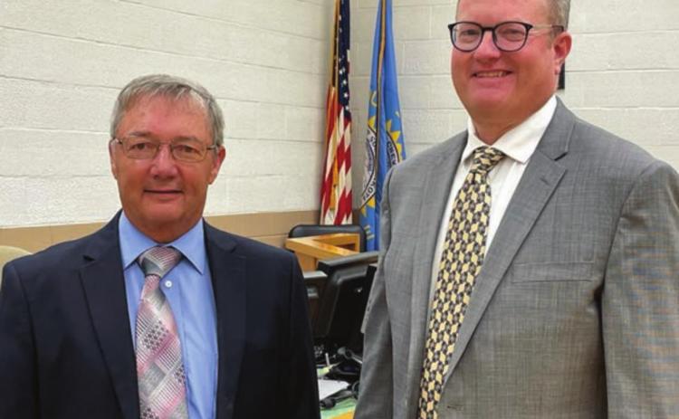 Outgoing Dewey County State’s Attorney Steve Aberle (LEFT) retired after 36 1/2 years and is replaced by Shane Penfield of Lemmon (RIGHT).