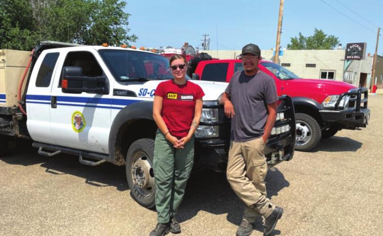 Ryia LeBeau and Shane Bad Warrior are part of a local team of BIA firefighters patroling the Cheyenne River Reservation this summer.