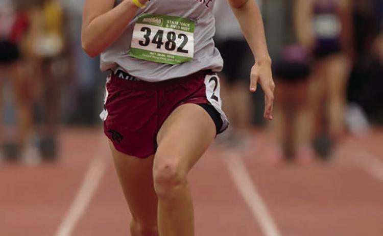 Eighth grader Josie Boldt was the top point-getter for the Timber Lake girls at the South Dakota State High School Track &amp; Field meet last weekend in Sioux Falls. She finoshed third in the 200 meter run and fourth in the 100 meter run. Her 200 meter effort broke a 22-year-old record set by Savannah Linderman in 2004. Photo by Marie DuPreez