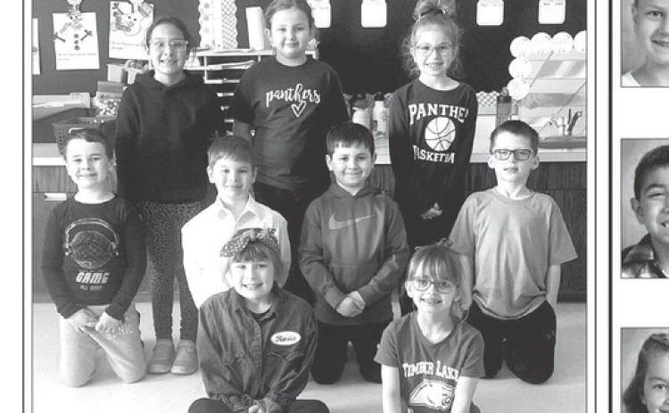 Josie White’s First Grade class with 93.83% attendance. FRONT (L-R): Clara Nilson, Harper Biegler; 2ND ROW: Paxton Schweitzer, Baylor Lei, Tash Paxton and Lincoln Aberle; BACK: Sophia Ley, Mine’ Baker, Rose Maher.
