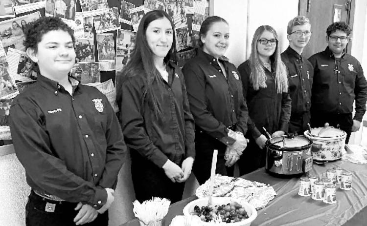 LEFT: Pictured here ready to serve the staff are (L-R) Maverick Lemke, Minda Woodward, Erin Lemke, Trinity Leithauser, Case DePoy, and Wyatt Lemke. NOT PICTURED: Macey McKenzie.