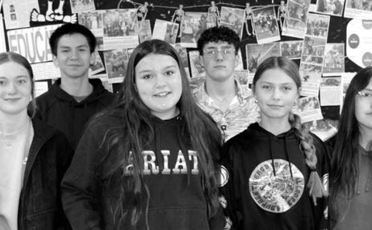 The students are chosen based on nominations by Dupree staff and each are awarded a $20 gift card to the Dupree LTM. Front (L-R): JC Pederson, Pace Maynard, Maddlyn Red Bear, and Bayleigh Cudmore; back (L-R): Joseph Brewer and Traden Meeks.