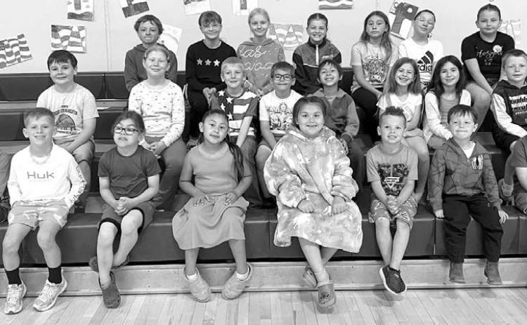 FRONT (l-r): Ryder Schrempp, Canyon Quaschnick, Eddie Vogel, Ma’Laya Brown Otter, Alaia Edwards, Jaxtyn Gray, Denim Garreaux, Katai Bartlett; 2NDROW: Paxton Schweitzer, Doly Goldade, Andrew Zeug, Maverick Linderman, Landyn Longbrake, Rowan Maher, Blake Booth, Trevor Aberle; 3RD ROW: Ben Mareska, CeCe Muller, Kendyl Gill, Raelyn Quaschnick, Josie Fiddler, Lola Yellow Horse, Mine’ Baker.