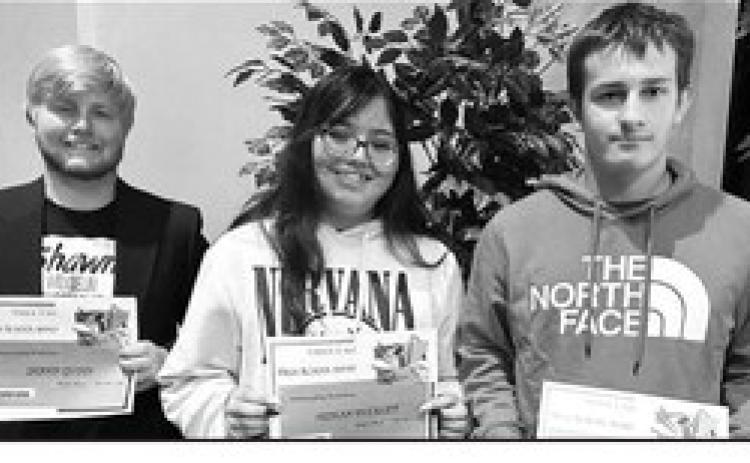 L-R: Shawn Quinn, Ikeeah Buckley, and Landon Lemburg received the top high school band awards.