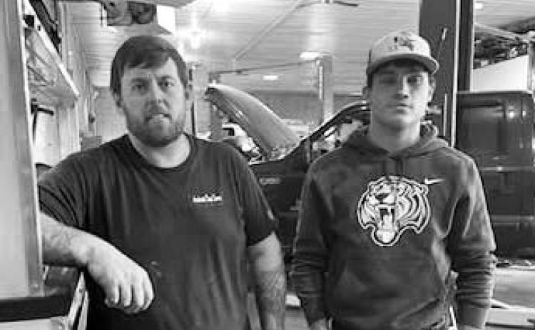 DHS senior Bobby Brewer (RIGHT) spent the day job shadowing with Jarod Hathorn, owner of Accelerated Diesel in Rapid City. By the end of the day, the shop was very pleased with Brewer and once he gets some more training, they’d love to hire him.