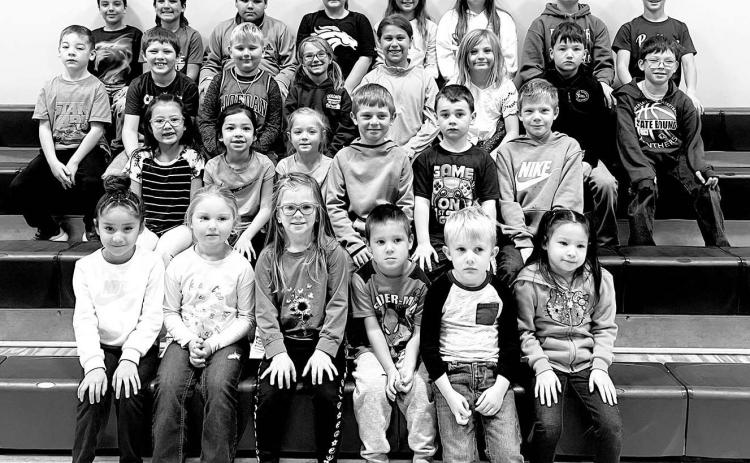 FRONT (L-R): Ronarya Rousseau, LyllianTesch, Azalea Grage, Watson Pickner, Drake Keller, Taylor Dupris; 2ND ROW: Blakely Brown Otter, Millie Brown Otter, Piper Schrempp, Vern Long, Paxton Schweitzer, Kai Pickner; 3RD ROW: Stetson Schweitzer, Brody Kraft, Isaac Schweitzer, Joslyn Goldade, Naomi Goldade, Audrey Bridges, Shayde Curley, Angelo Jewett; BACK: Daniel Ramirez, Jett Fiddler, Jackson Taylor, Ronnilyn Long, Brinly Mowrer, Kateri Laurenz-Ducheneaux, Aiden Lindskov, Isaac Zeug.