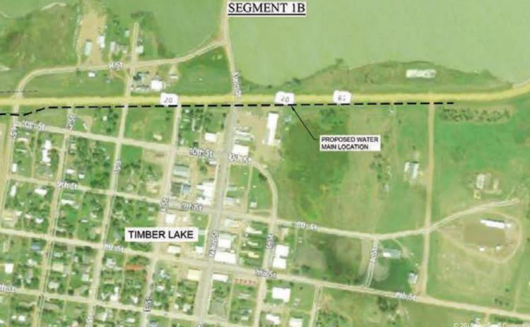 This aerial view shows the proposed route for Mni Waste’s N63 Project to bring a new source of water to Timber Lake.