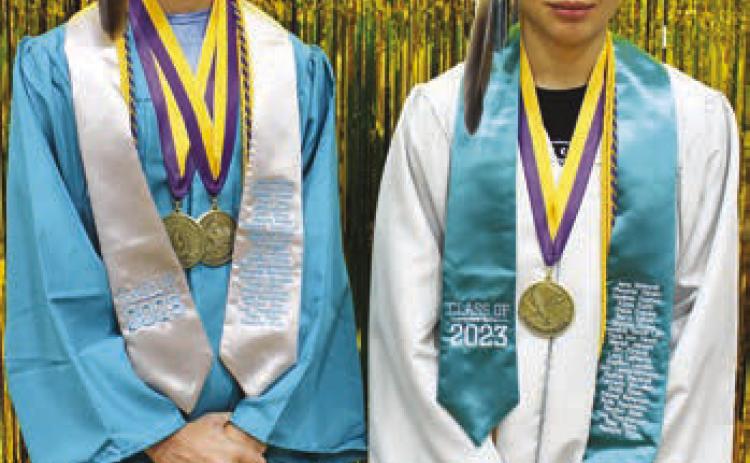 Valedictorian Treg Thorstenson (LEFT) and Salutatorian Haydon Starr. Photos by Patty Peacock