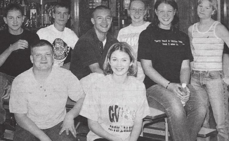Homecoming candidates (From the Timber Lake Topic, September 21, 2000) Next week is Homecoming Week at Timber Lake High School. The festivities will begin with the crowning of the king and queen on September 24 at 7 p.m. Candidates for the honor are these eight seniors. FRONT (L-R): Ross Kraft and Lacy Maher; BACK: William Kougl, Shane Weber, Marshall Totton, Marea Johnson, Angie Jones, and Jami Maciejewski. (Shane Weber and Lacy Maher became king and queen.)