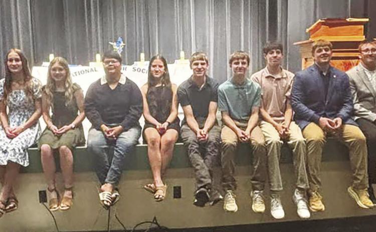 New members of the Timber Lake High School chapter of the National Honor Society were inducted in a ceremony on April 14. L-R are Kaydence Ouzts, Kamee Mareska, Lexi Locken, Jaycie Lemburg, Korbi Heck, Nevaeh Fernandez, Mila Mowrer, Preston Maciejewski, Kruz Lindskov, Jackson Bigger, Mason Bickel, Evan Schweitzer, Xander Keller, Landen Bieber. Students are chosen for membership based on scholarship, leadership, service, and character.