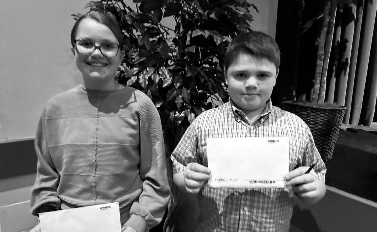 The top Accelerated Readers at the Timber Lake Middle School are (L-R) Maya Biegler (2nd place) with 552 points and Nathaniel O’Bryan with 687.1 points (1st place).