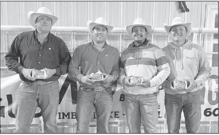 Winning the Ranch Rodeo at the Faith Stock Show &amp; Rodeo last weekend was the team of (l-r) Alex Lawrence, Roy Veit, Lucas Curley and Jackson Harrison.