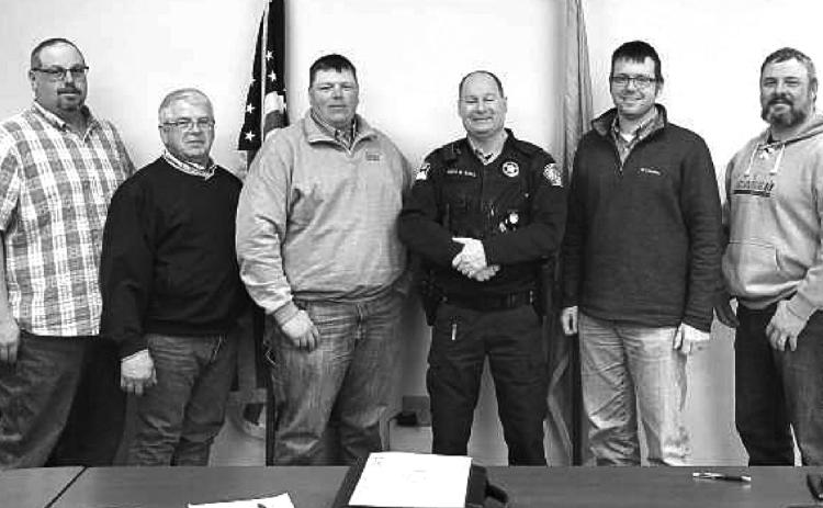 The Corson County Commissioners with retiring Sheriff Keith Gall. L-R are Darren Bauer, Steve Keller, Shawn Hinz, Sheriff Keith Gall, Lucas Sutherland, Jake Nehl.