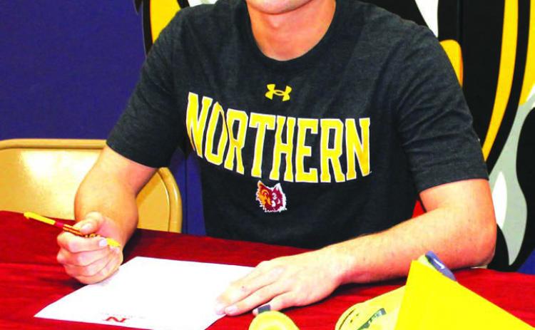 Dupree High School senior JW Pederson, son of Bret and Cindy Sue Pederson, has accepted a scholarship and officially signed with the Northern State University cross country and track teams. Pederson will start his college career at NSU in the fall of 2024, where he plans on studying to become a chiropractor. Photo by Patty Peacock