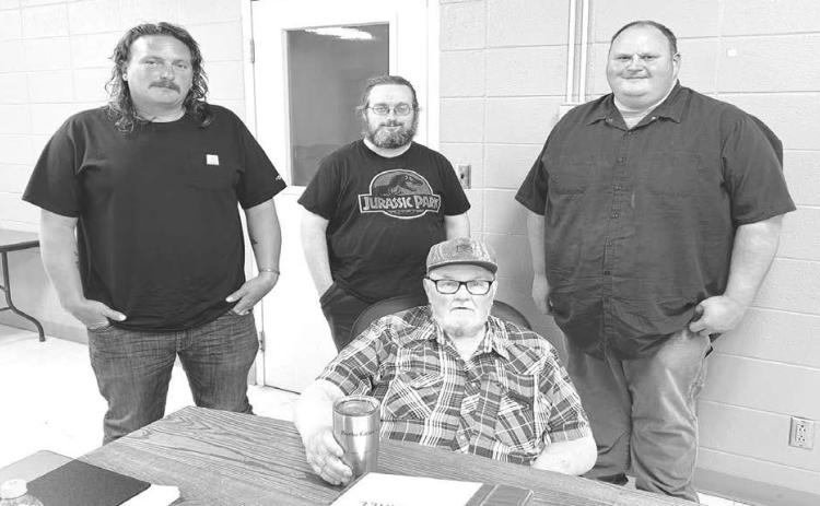 Members of the Isabel Town Board are: Front: Darrel Burke; and Back: Brent Spafford, Bryan Kunert and Daryl Pfaff. One vacancy remains on the board following the resignation of Ryan Maher, who moved out of town.