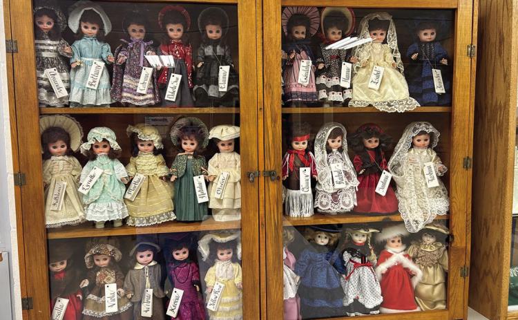 Fifty dolls, all created by hand by Mary Dorsey in recognition of Isabel’s Golden Jubilee in 1986, are currently on display in the Isabel Community Center after being in storage for decades. Dorsey actually made two of each doll with one of each pair auctioned during the Jubilee celebration.